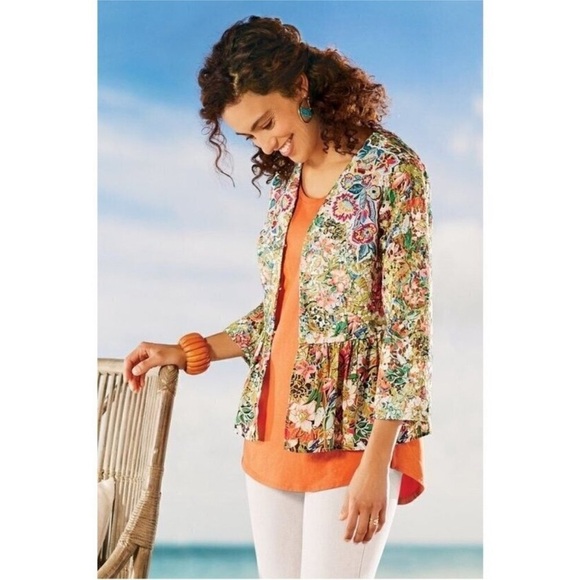 Soft Surroundings Jackets & Blazers - Soft Surroundings Ariege Floral Beaded Embroidered Jacket Size Medium